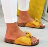 Bow Chinelos Mulheres Sommer Torridez Sandálias Slipper Interior Linho Ao Ar Livre Flops Beach Shoes Feminino Moda Sapatos2022