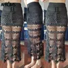 Aproms Bohemia Crochet Kintted Long Maxi Skirt Women Vintage Cotton Hollow Out Skirts Ladies Summer Beach Pencil 220317