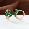 Hoop & Huggie Luxury Crystal Water Drop Stone Earrings Green Zircon Flower Fashion Gold Color Wedding For Women JewelryHoop