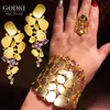 Godki Charms 3pc Bilezik Yüzük Küpe Seti Kadınlar İçin Düğün Gelin Kübik Zirkon Dubai Partisi Düğün Takı Boho 220726