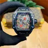 Reloj de lujo Fecha Reloj mecánico de lujo para hombre Reloj de pulsera Richa El mismo alma mecánica de Richa Deportes Ahueca hacia fuera Esfera grande Impermeable Totalmente automático Wi