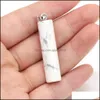 Arts And Crafts Arts Gifts Home Garden Natural Stone Pillar Column Charms Turquoise Rose Quartz Healing Reiki Crystal Pend Dhizc