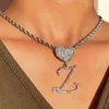 HBP Nuova A-z corsiva lettera cuore pendente ghiacciato collana cubana per le donne iniziale zircone catena a maglia girocollo gioielli hip hop 220008287j