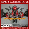 OEM Bodys Kit voor Suzuki GSX-R1000 GSXR 1000 cc K5 05-06 Carrosserie 122NO.5 1000CC GSXR-1000 GSXR1000 05 06 GSX R1000 2005 2006 Injectie Mold Moto Fairing Red Flames Blk