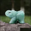 Konst och hantverk Arts Gifts Home Garden Natural Semi-Erecious Stone Elephant Carved Ornament Charms Rose Quartz Healing Rei Dhqjp