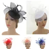 Plume de mariée maille cheveux accessoires haut-de-forme dames grand bandeau pince chapeau chanvre fil rétro mode élégante casquette fête de mariage