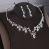 Luxury Heart Crystal Bridal Jewelry Sets Wedding Cubic Zircon Crown Tiaras Earring Choker Necklace African Beads 220812