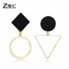 2021 ZWCファッション幾何銀色の銀色の非対称スタッドイヤリング