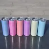 حزمة صغيرة 6pcs 20 أوقية مستقيمة تسامي Tumblers UV اللون تغيير الظلام المتوهجة Iin الظلام مع قش صافٍ