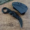 Y-START Mechanical Claw Survival Rescue Knives Karambit CS GO Cutter D2 Blade One Solid Steel Handle with Kydex Sheath