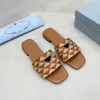 Woman Embroidered Fabric Slides Slippers Black Beige Multicolor Embroidery Mules Womens Home Flip Flops Casual Sandals Summer Leather Flat Slide Rubber Sole