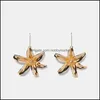 Bengelen kroonluchter oorbellen sieraden mode romantisch lang maak grote simatiebloem gouden hanger voor bruiloftsfeestcadeaus drop earring de