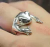 Vintage Silver Frog Ring For Women 3D Cute Accessories Christmas Gift Jewelry Wholesale