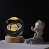 3D Kristallkula Glas Nattlampa RGB Fjärrkontroll Galaxy Starry Sky Moon Lights för hembordslampor 3D Touch Switch Lampsockel