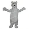 Halloween White Polar Bear Mascot Costume de desenho animado Personagem Carnival Festival Dresses Fantasia Tamanho dos adultos Festa de aniversário de Natal Roupa ao ar livre