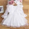 Robes en dentelle blanche pour bébés filles princesse fleur tulle tutu robes 1 2 3 4 5 ans enfant en bas âge enfants fête de mariage costume élégant G220518