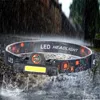 Ny inbyggd USB-laddningsbar sensor XP-G Q5 Huvudlampa Head Lamp Headlight Waterproof 2500lm Cob LED 18650 Batteriets arbetsljus 5W