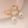 Boucles d'oreilles créoles pendantes élégantes en or 18 carats pour femme de 10 mm