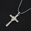 Naszyjniki wiszące serie religijne cross heart wiara nadzieja naszyjnik biżuteria miłość kryształ kryształowy kobiety