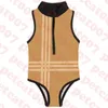 Fashion Kid Swimwear One Piece Bikini Zipper Design Swimsuit For Children Plaid Logo Kids Bathing Suit3819325