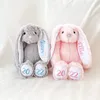 Nuovo 30CM Sublimazione Giorno di Pasqua Coniglietto Peluche Orecchie lunghe Coniglietti Bambola con punti Rosa Grigio Blu Bianco Coniglio Bambole Simpatici Peluche All'ingrosso EE