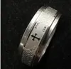 Band Rings Gold Silver Silver Rostfritt Steel English Lord's Prayer Cross Etaching Polishing Ring