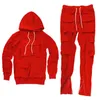 Mens Tracksuits Warm Fleece Men Tracksuit 2 Piece Hoodies and Baggy Pants Sweat Suits Set Us Size Jogger Set for Clothing O99N