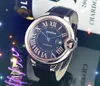 Big Dial Mens Автоматические механические часы 44 мм 316L Корпус из нержавеющей стали Настоящий кожаный ремень Сапфир Все преступные водонепроницаемые подарки на день рождения.