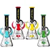 9 inches New Heady Unique Glass Bongs with accessories Striped Color Horns Decorated Dab Rig Dry Herb Rigs Water Pipes and Glass Bowl hookahs