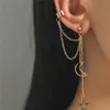 Clip-on & Screw Back Fashion Stars Moon Clip Earrings Ear Hook Personality Metal Clips Double Pierced Earring Women Girls JewelryClip-on Kir