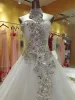 Beaded Wedding Dresses Crystals Bride Gown Sequins Lace Applique Chapel Train Plus Size Custom Made Sweetheart Neckline Vestido De Novia