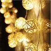 Saiten LED Lichterketten Rattan Ball Girlanden Urlaub Hochzeit Party Dekoration USB Batteriebetriebene Weihnachtsfee Licht Outdoo1315539