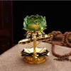 7 Colors Glass Candle Holders Alloy Lotus Candle Stand Votive Holder Candlestick