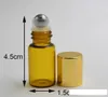 Portable Refillable 3ml Amber Glass Roll On Essential Oil Perfume Bottle Stainless Steel Roller Ball BY DHL./Fedex