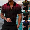 Polos masculinos Mock Mock pescoço de manga longa camisas térmicas machos impressão casual zíper Turning colar blusa curta Dia dos namorados para menmen's