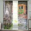 Curtain & Drapes Flower Wheel Window Old Wooden Hut Tulle Sheer Curtains For Living Room The Bedroom Modern Voile Organza DrapesCurtain