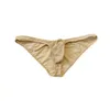 Slips retournés pour hommes, culotte en soie glacée, string fin, poche bombée, sous-vêtements confortables, solides, sensuels