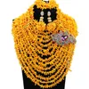أقراط قلادة فاخرة 15 طبقات مجوهرات الزفاف الأفريقية مجموعات مصنوعة يدويًا برتقالية المرجان النيجيري.