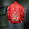 Men's Jackets Men's Vintage Mens Plus Size 5XL Bomber Jacket Cartoon Embroidery Slim Fit High Street Casual Male Stand Collar Outerwear