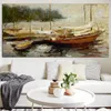 Moderno Seaview Boat Paptawer Print Print Abstract Seascape Pintura a óleo na tela Picture Wall Picture for Living Room Home Decorativa