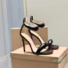 Высочайшее качество Gianvito Rossi 10.5cm Stiletto каблуки сандалии платье обувь каблука для женщин лето роскоши дизайнерские сандалии черные ноги на каблуке