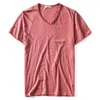 Summer Vneck Tshirt Men 100% Combed Cotton Solid Short Sleeve T Shirt Men Fitness Undershirt Male Tops Tees 220704