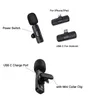 Portable Lavalier Microphone sans fil Studio Gaming pour iPhone Type-C PC Ordinateur Pince à revers Professionnel Diffusion en direct Mini Mic Caméra Enregistrement vidéo pour téléphone