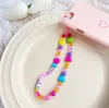 Colorful Soft Ceramic Strap Key Rings Lanyard Colorful Eye Beaded Rope for Cellphone Case Hanging Phone Chain Jewelry Gift Wholesale