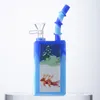 Mini dab platformy Wesołych Świąt w stylu Xmax prostokąt silikonowy rurki palnikowe oleju prosta rurka Bong Water Bongs 14 mm Wspólne butelki z napojami