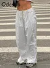 Odessa Chic Pantalones de carga de gran tamaño Mujeres 90s Streetwear Hip Hop Estilo Baggy Cintura ajustable Cordón Y2K Pantalón largo femenino 220725