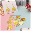 Charms Jewelry Findings Components 10Pcs Colorf Slices Metal Orange Enamel Charm Pendant For Fashion Making Earring Bracelet Floating Drop