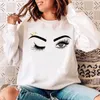 Sweats à capuche pour femmes Sweatshirts Femme O-Cou Vêtements de sport Pulls Dames Printemps Automne Rayé Maquillage Tendance Mignon Hiver Femmes Femme SW