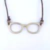 Pendant Necklaces Factory Outlet Leather Necklace Glasses Shape Brown Rope Band Men Women Punk Jewelry