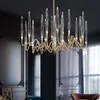 Luz moderna estilo de luxo Cristal Chandelier Creative High-end Restaurante Chandeliers American Simple Crystal Lâmpadas